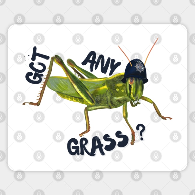 Grasscopper Insect Pun Sticker by techno-mantis